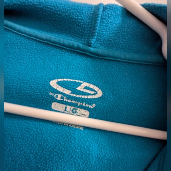 Champion Hoodie Fleece Jacket Gray and Blue Full Zip Pocket Men's Large - Picture 9 of 10